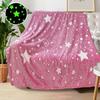 Blanket Glow in The Dark Non-fading Soft Comfortable Touch Star Pattern Pink
