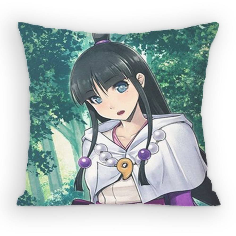 Ace Attorney Maya Fey Pillow Case Anti-Dustmite Pillowcase Invisible Zipper Silky Short Plush Sofa Cushion Cover