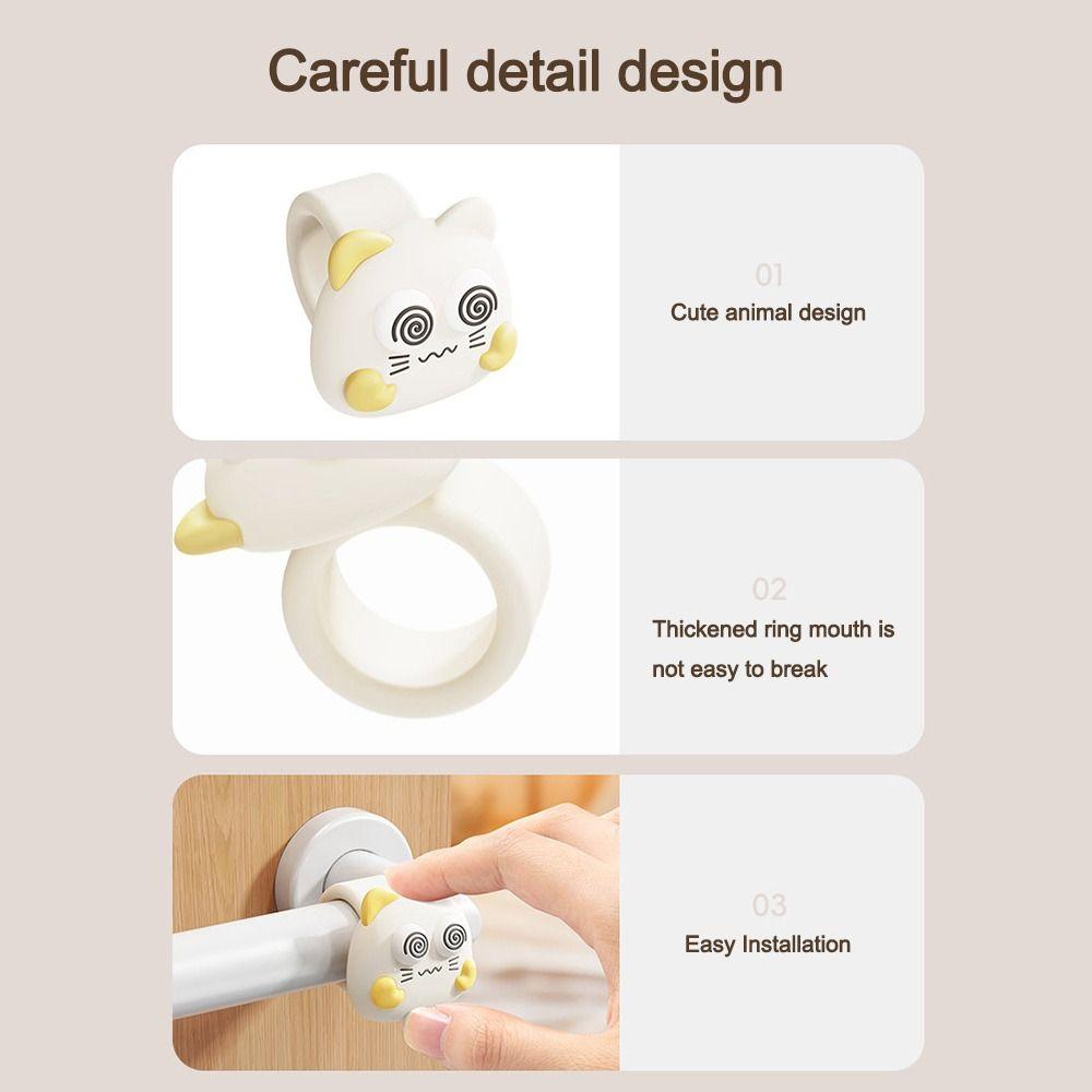Silicone Door Handle Impact Pad Cartoon Punch-free Door Stopper Anti-Shock Silent Door Handle Anti-collision Ring