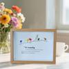 Handmade Sea Glass Decoration with Wooden Frame Rainbow Bird Family Seaglass Wall Art Decoration Framed Sea Glass Friendship Artwork Ornament
