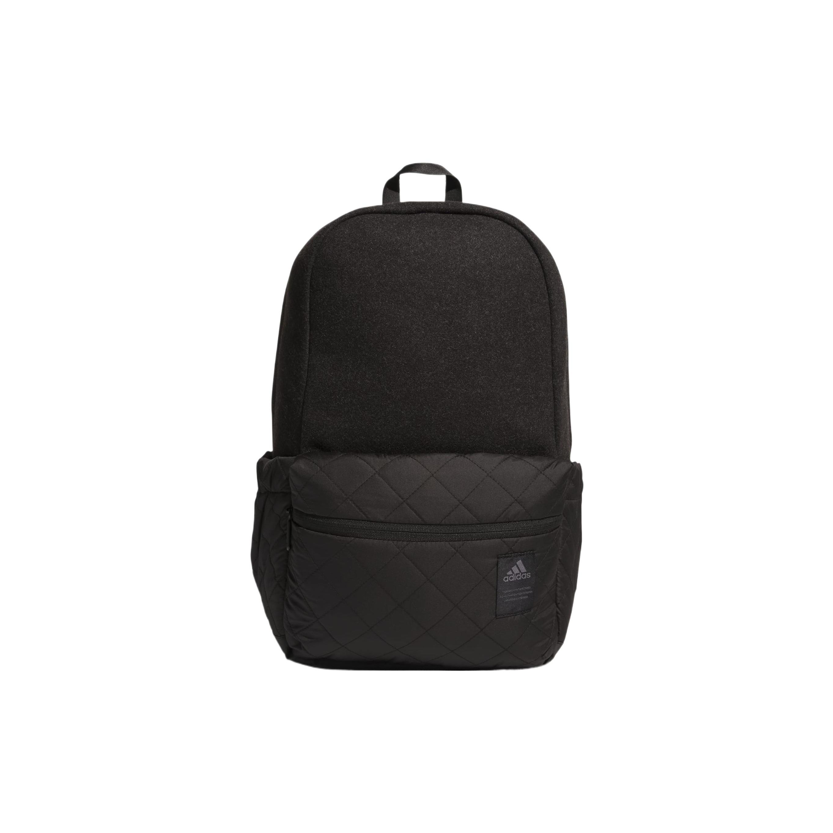 Adidas Adjustable Shoulder Strap Zipper Closure Recycled Polyester Backpack Unisex Backpacks Black HY0250 Black