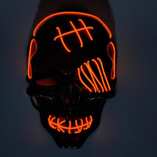 Halloween LED Face Cushion Scary Skull Full Face Cushion Light Up Neon Cosplay Costume Accessory for Parties Raves Festivals