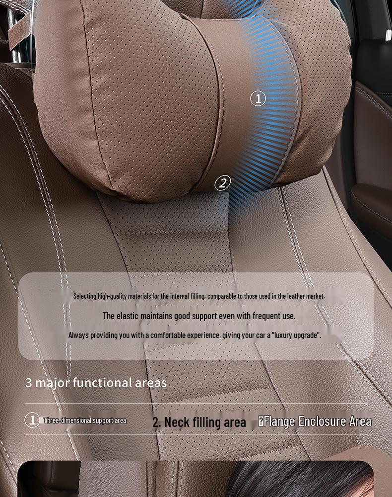 Ideal i6i8L Series Neck & Lumbar Support Pillow - Soft Car Interior Headrest for All Seasons