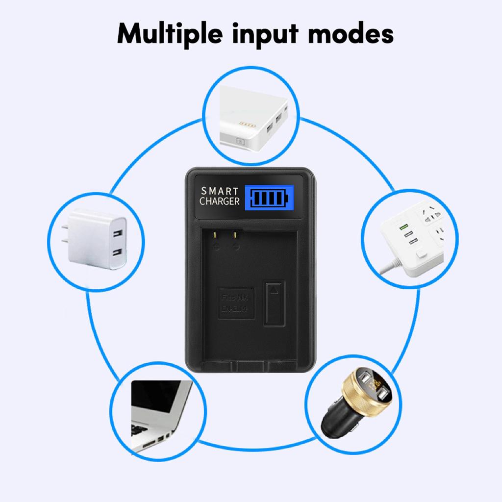 LCD USB EN-EL14 Replacement Charger for Coolpix P7000 P7100 D3200 D3300 D5100 D5200 P7700 P7800 D3100 Cameras Batteries