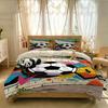 3Pcs Graffiti Style Football Print Coreless Down Duvet Cover Cool Summer Lightweight Bedding Set Multi Size Bedding Decoration