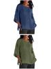 Women's Cotton Linen Three-Quarter Sleeve Shirt - Round Neck Top