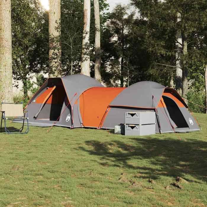 VidaXL Camping Tent 5 Person Grey and Orange Waterproof, Tent, Camping Shelter, Garden Shelter, Garden Tent, 4009589