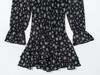 2025 Autumn/Winter European Women's Waist-Cinching Printed Long-Sleeve Dress