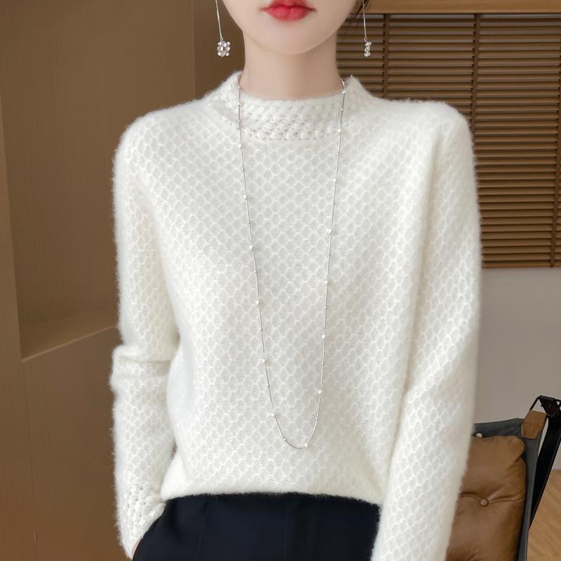 Women's Cashmere Sweater Qinghe Cashmere 30% Cashmere 70% Wool Autumn and Winter Pullover Warm and Fashionable