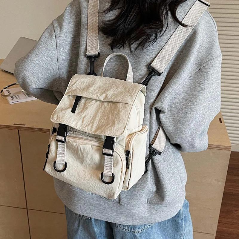 Women Nylon Backpack Convertible Shoulder Bag Casual Travel Daypack Multi Pocket Lightweight School Backpack with Flap