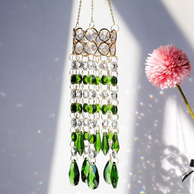 Hanging Crystal Pendants Garden Suncatchers Wind Chimes Rainbows Prisms Crystal Chain for Window Drop Bells