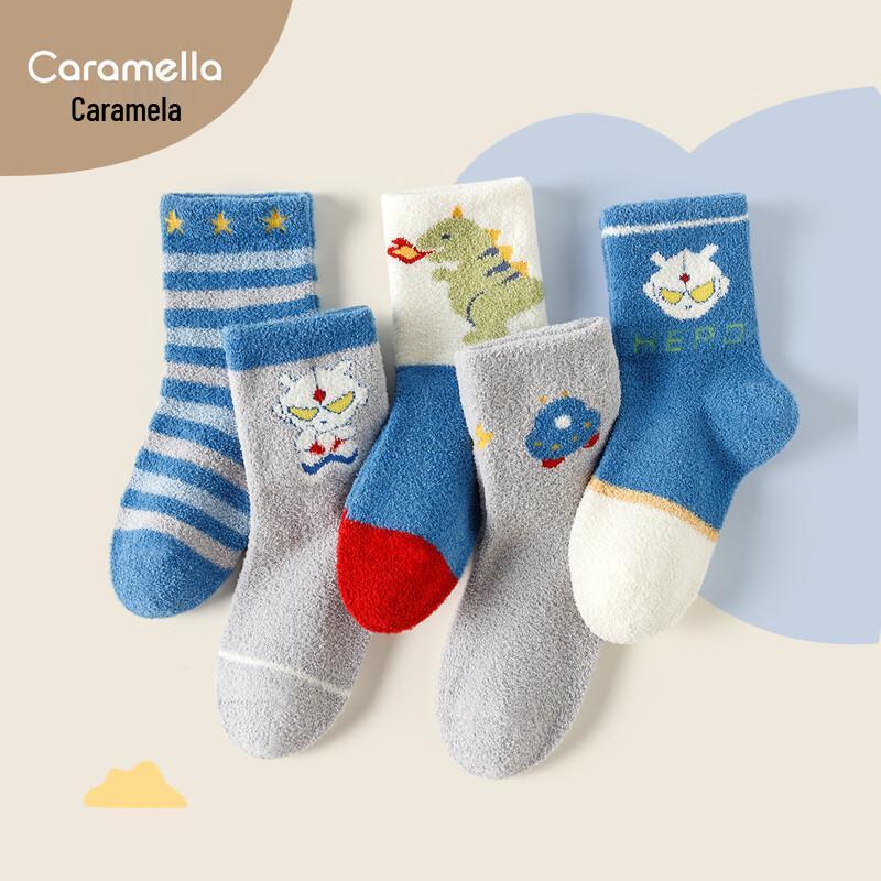 Caramella Kids  Coral Fleece Mid-Tube Floor Socks L