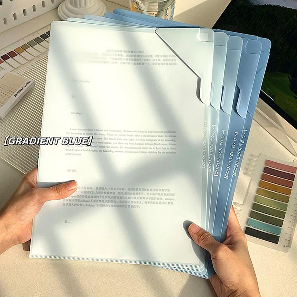 5Pcs/Set Gradient Color File Folder Portable Folder Document Test Paper Storage Organization Bag Study Office Supplies