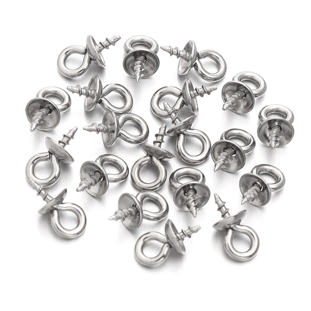 20pcs/lot Stainless Steel Screw Eye Pins Bail Top Drilled Beads End Pendant Charms Connectors For DIY Jewelry Making Accessories 1x4x8mm