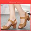 Classic Pu Open Toe Sandals With Block Heel And Velcro Strap For Adult Women Summer Wear