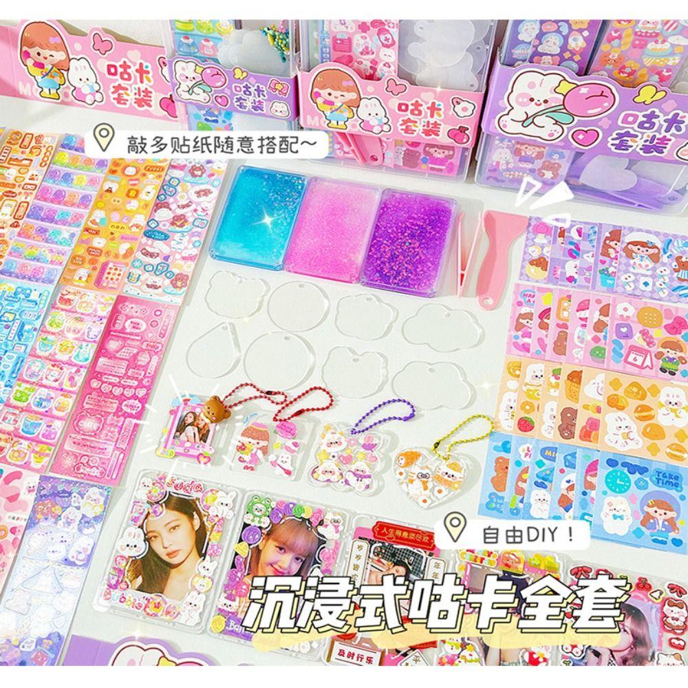 Storage Box DIY Handbook Material Sticker Guka Sticker Set DIY Keyring DIY Keychain Making Kit