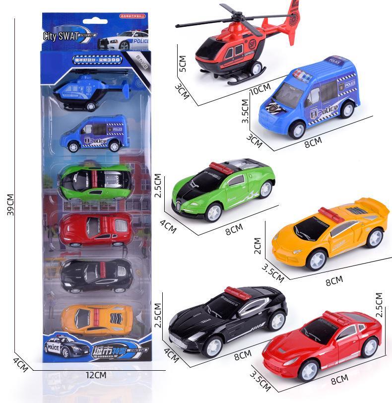 Pull-Back Engineering Vehicles Toy Set for Kids - Fire Trucks & Military Cars