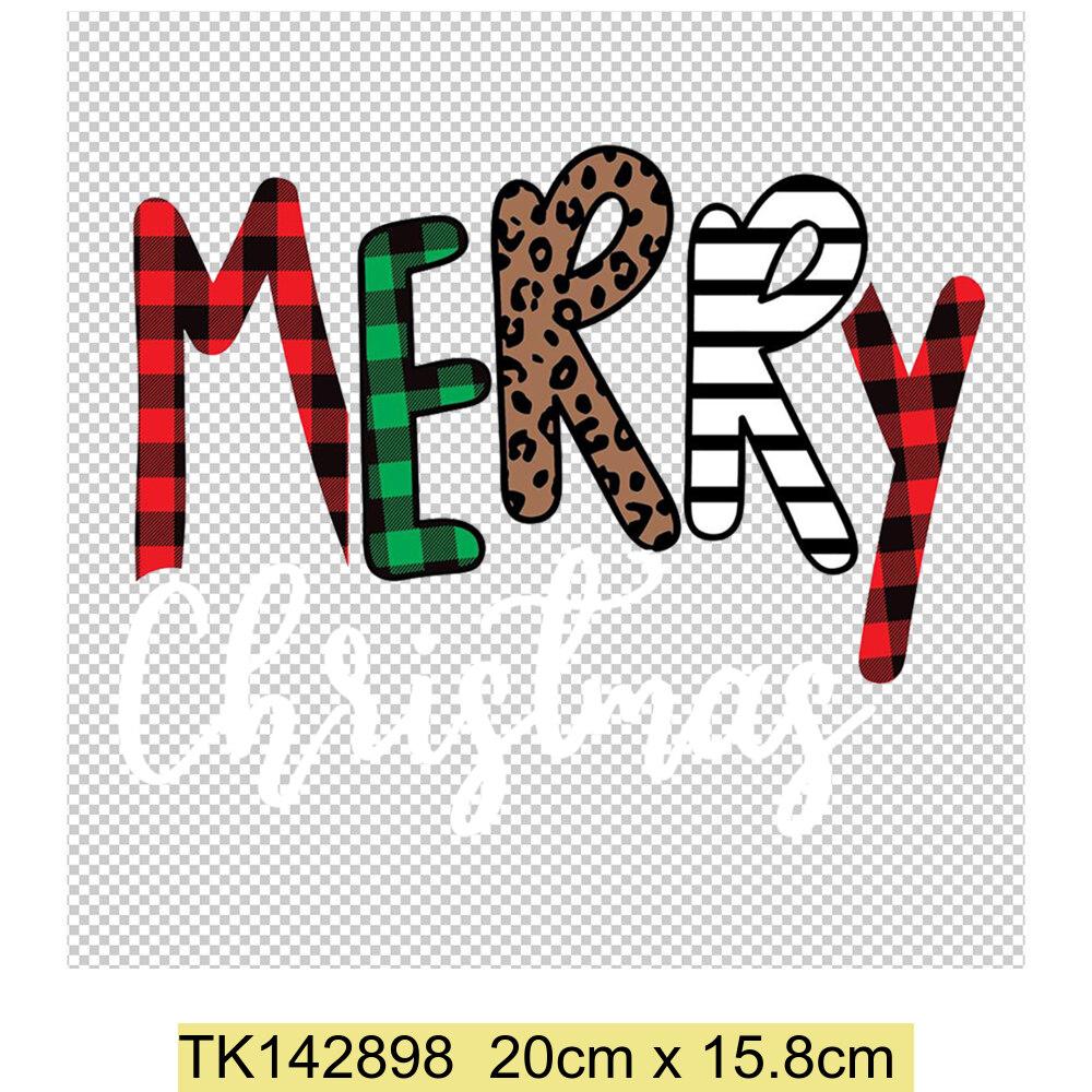 Christmas Tree Deer Heat Transfer Adhesive Patches T-Shirt Appliques Clothes Children's School Bag Decoration Print Holiday Gift
