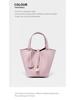 Women's Genuine Leather Bucket Bag - Top Layer Cowhide, Versatile Vegetable Basket Handbag