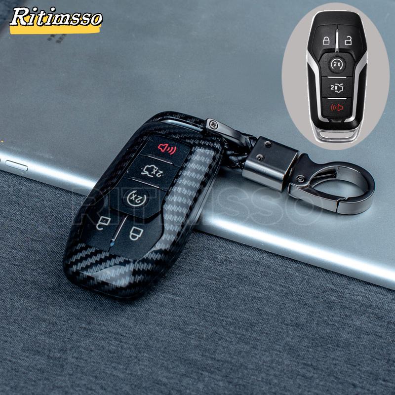 New Carbon Abs Car Key Case Fob Cover For Ford Fusion Mondeo Mustang F-150 Explorer Edge Car Accessories
