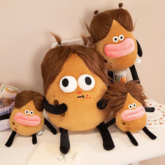 Gefülltes Cartoon Kartoffel Plüschtier Braune Haare Wurstförmige Lippe Niedlich Weich PP Baumwolle Gefüllt Gemüse Plüschtier Kinder Trost Heimdekoration