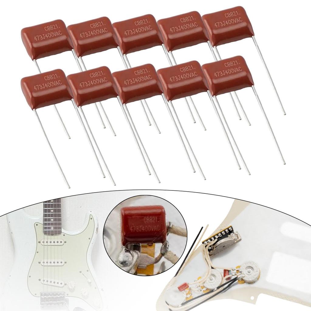 10Pcs Electric Guitar Film Capacitors Easy To Install Multiuse 0.022uf 0.047uf Guitar Capacitors Metallized Replace Parts