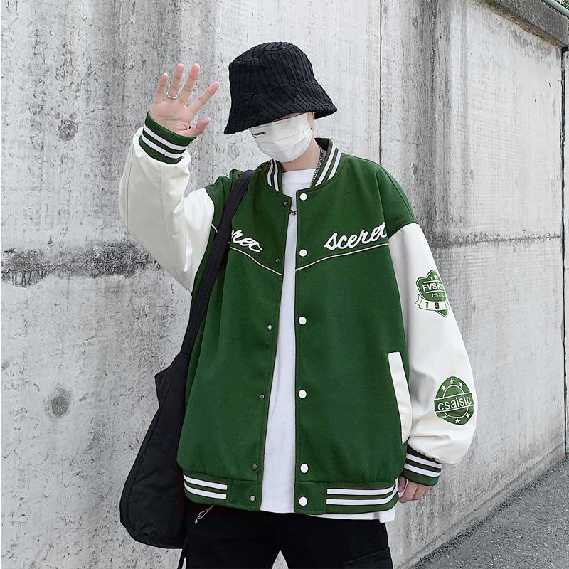 Teen Casual Jacke Herren Frühling und Winter Spleißen Herbst Baseball Jersey Herren Herbst Kleidung Alphabet Druck Clip