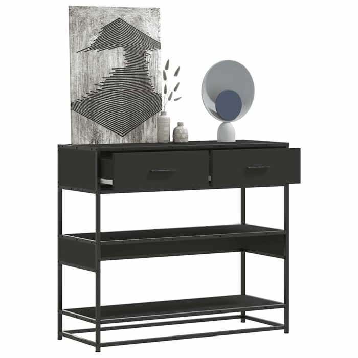 VidaXL Table console noir 90x35x80 cm bois d'ingénierie, bout de canapé, table de couloir, derrière la table de canapé, 849179