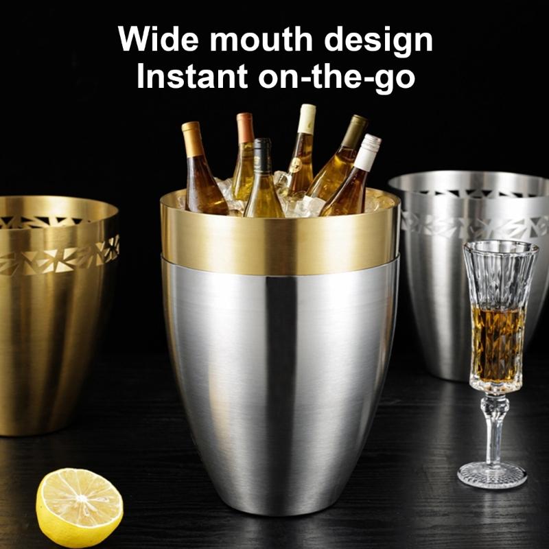 Ice Storage Buckets Stainless Steel Beach Parties Accessories Stainless Steel Texture Suitable for Indoor Celebration