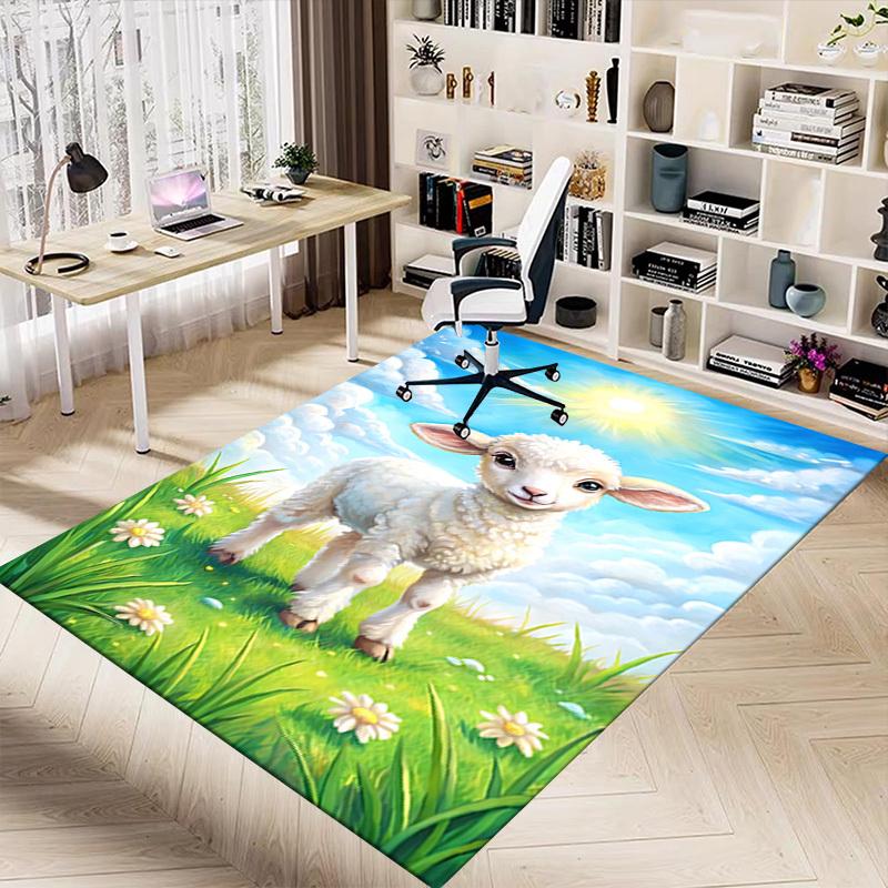 1PC Lamb Field Extra Large Non Slip Floor Carpet, Office, Family, Bedroom, Studio Large Area Rug Indoor Rugs, Vibrant Colors