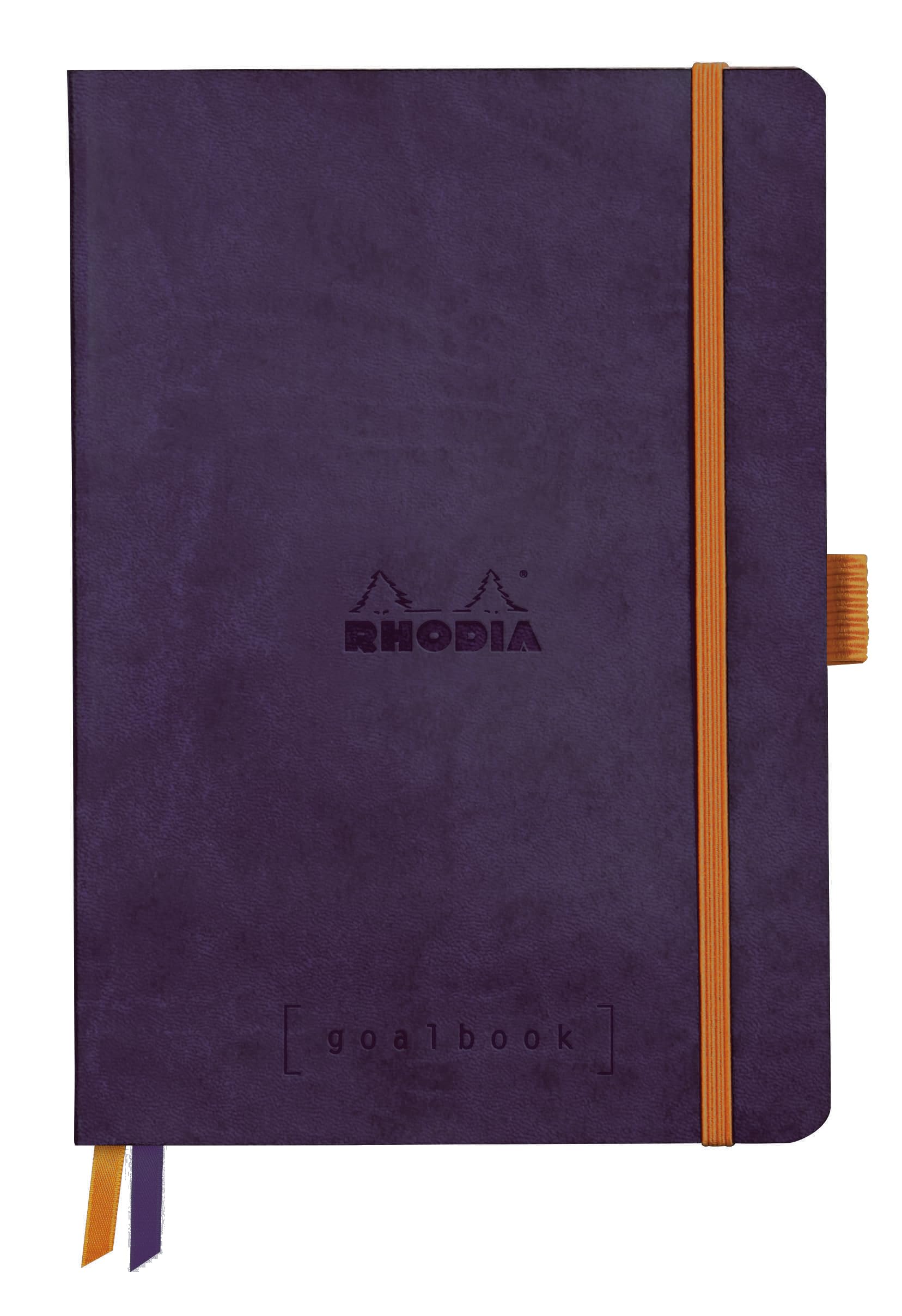 

Rhodia Rhodiarama Goal A5 240 dot pen Italian faux leather PEFC CF117825 Book, size, pages, grid, holder, cover, certified, Aubergine,