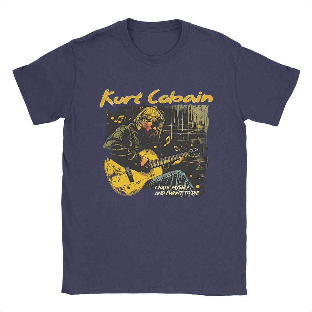 Casual Kurt Cobain T-shirts för män Rund hals Bomulls T-shirt Kortärmad T-shirt Unika toppar