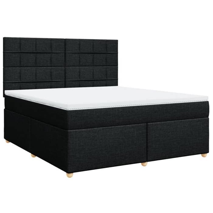 VidaXL Slat Bed Base with Mattress Black 180x200 Cm Fabric 3291361