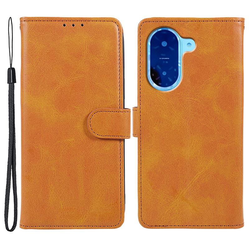For Xiaomi Redmi A5 4G (171.7mm)/Poco C71 4G Case Calf Texture PU Leather Wallet Phone Cover with Wrist Strap