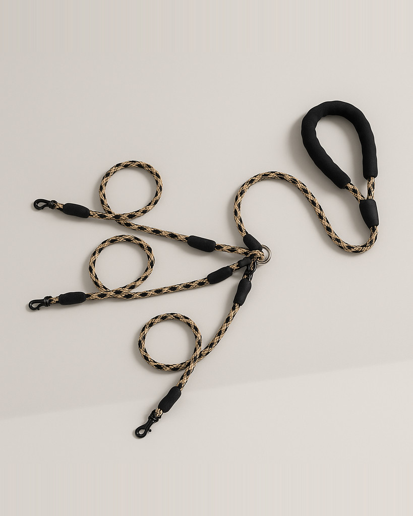 3-fach verstellbares Hundeleinen-Set aus Nylon mit mehreren Griffen, verschleißfesten Seilgurten, abnehmbar und um 360 Grad drehbar