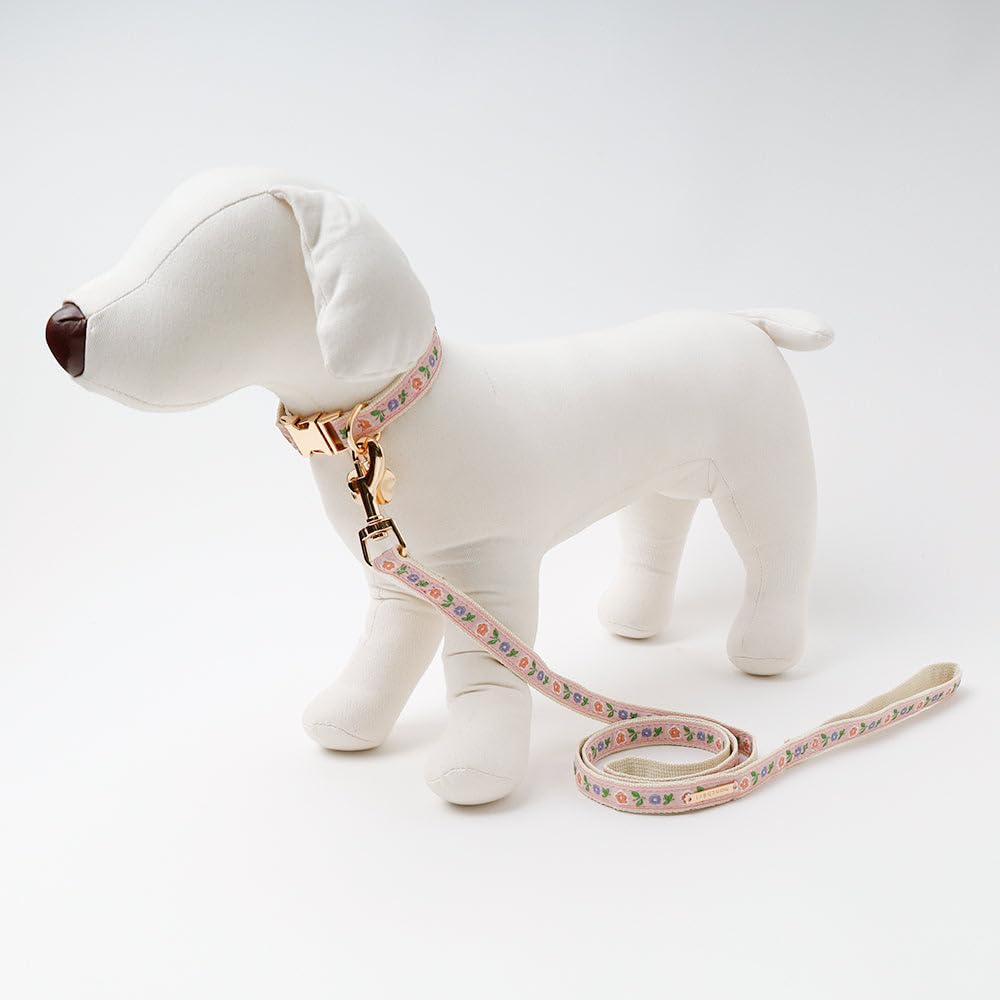 Charm Embroidered Collar Lead Dog Collar for Small Dogs Popular Brand for Toy Poodles and Chihuahuas Monchéri [Flower + Set] (FREE/Pink) Cute,