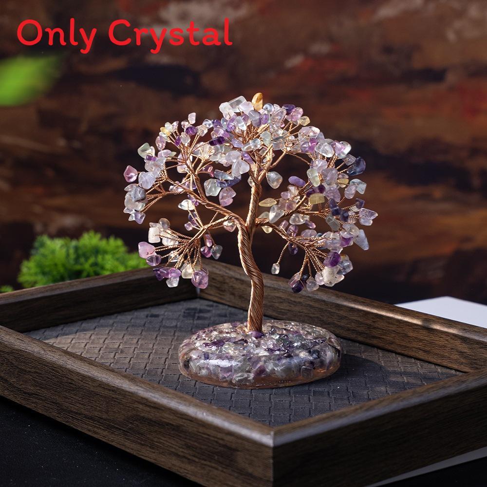 Natural Crystal Wealth Tree Home Decor With Rainbow Colors For Living Room Display