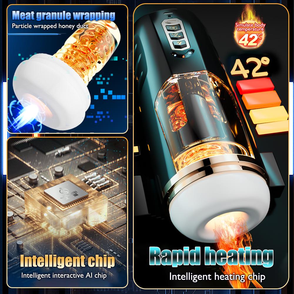 Automatic Heating Male Masturbator Cup for Men Telescopic Rotation Pocket Pussy Vagina Penis Trainer Sex Machine Sex Toy for Men