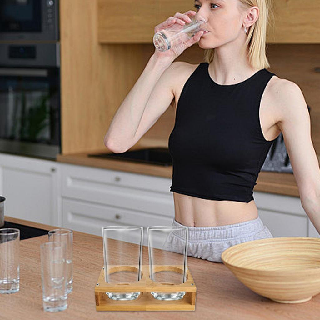 Wine Glass Holder Beer Wine Glass Cup Holder 2 Hole Serving Tray Seasoning Jars Display Organization and Storage for Kitchen