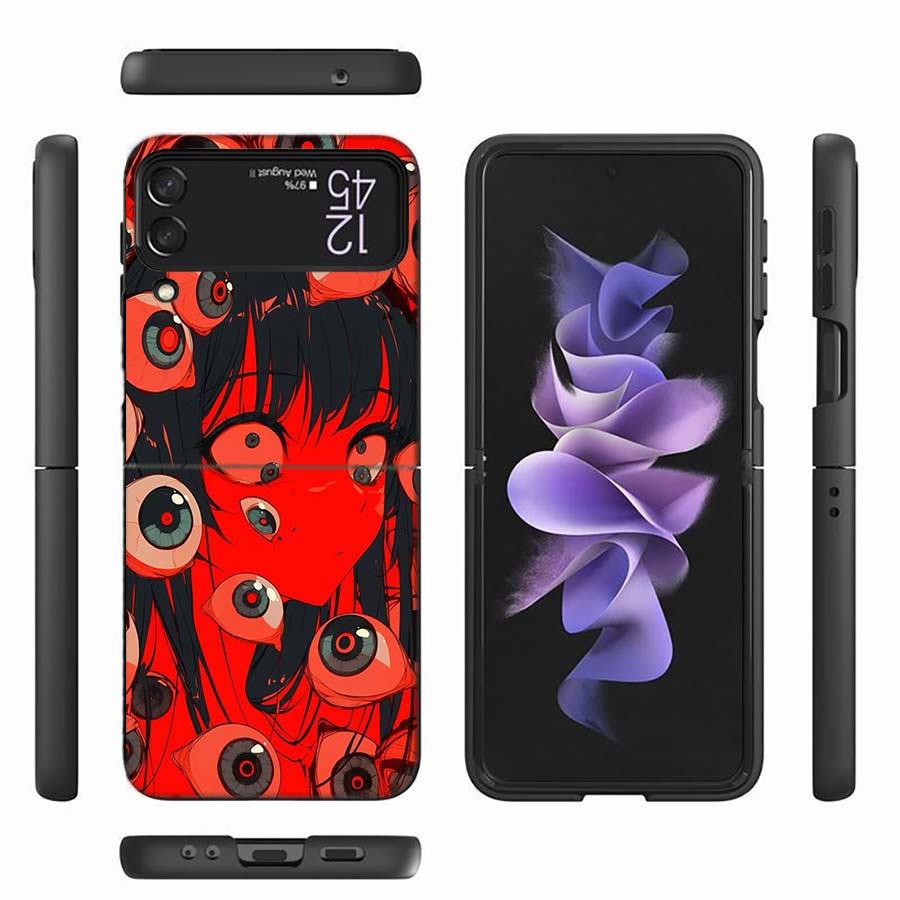 Devil Fear, Red Eye Dense Phobia Phone Case For Samsung Z Flip 6 7 5G Z Flip 5 Galaxy Z Flip 3 4 5G ZFlip Shockproof Hard Cover