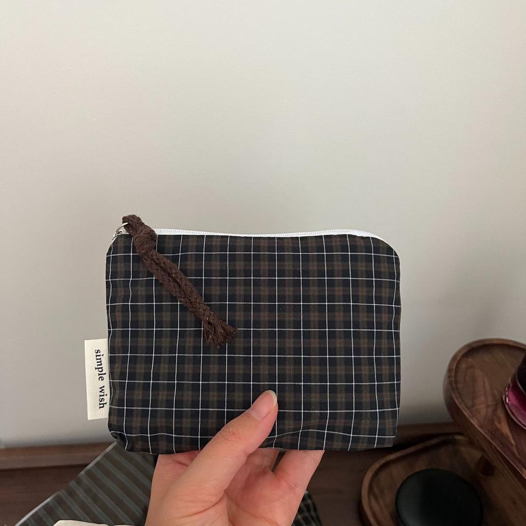 Retro Plaid Women Mini Makeup Bag Coin Purse Zipper Small Pouch Portable Female Lipstick Cosmetic Organizer Storage Bag