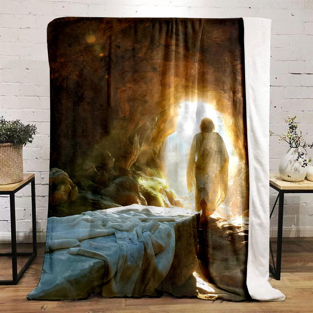 Jesus Resurrection Empty Tomb Blanket Printed Blanket for Living Room Bed Couch Lunch Break Soft Cozy Blanket for Friend's Festival Gift