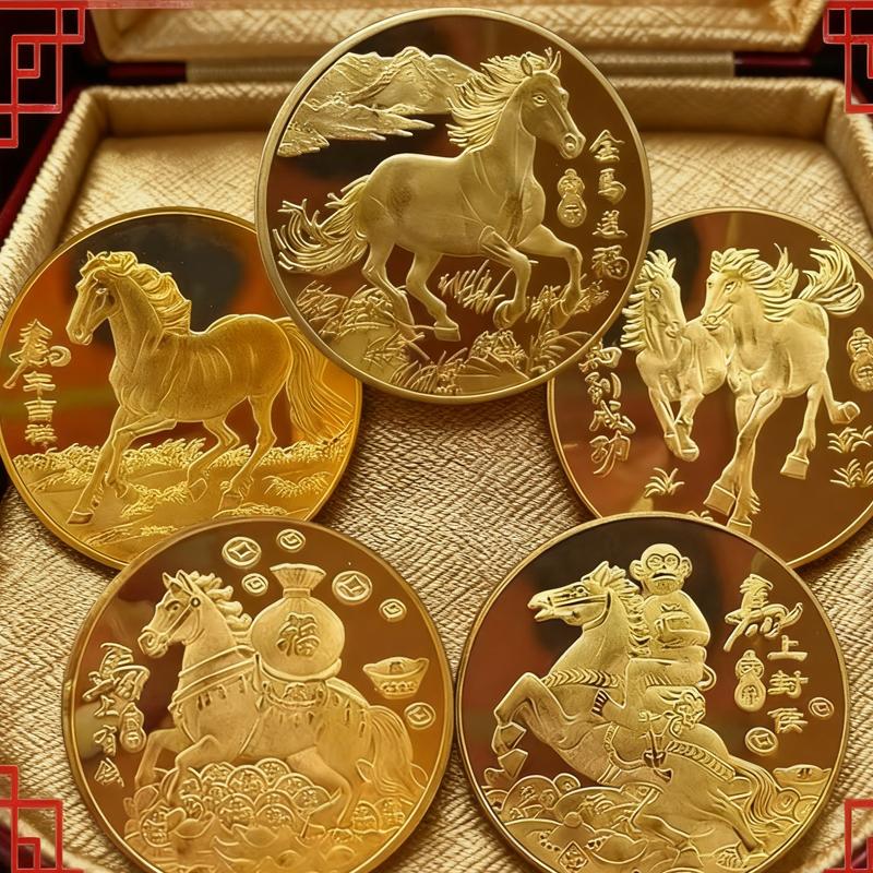 1PC 2026 40mm Chinese Coins Get Rich Lucky Animal Horse Collectible Coins Metal Collection New Year Souvenir;