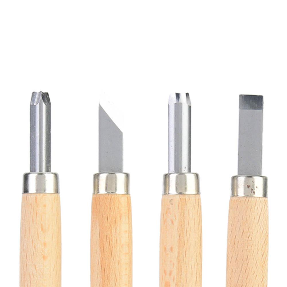 White Steel Carving Knife Four Piece Set Wood Carving Tools For Rubber Stamp(No.4 Suit)