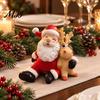 Small Christmas Statue for Desktop Santa Claus Figurine, Resin Elk Statue, Cute Figurine Holiday Decoration Home Tabletop Fireplace Mantel Decor