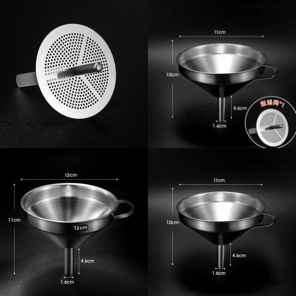 Stainless Steel Oil Funnel With Fine Filter For Kitchen And Home Use