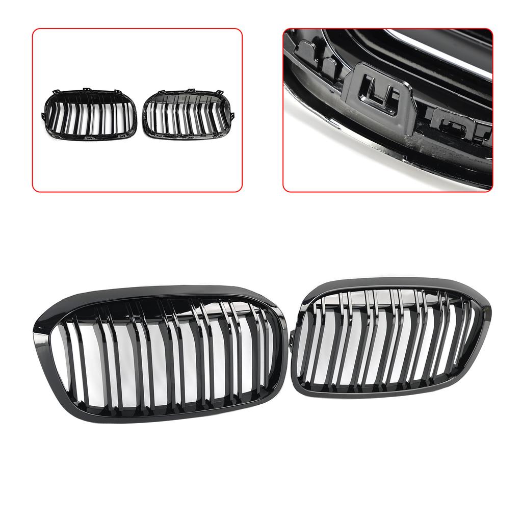 2PCS Gloss Black Front Kidney Grill Grille Fit BMW 2 Series F45 F46 2018-2021