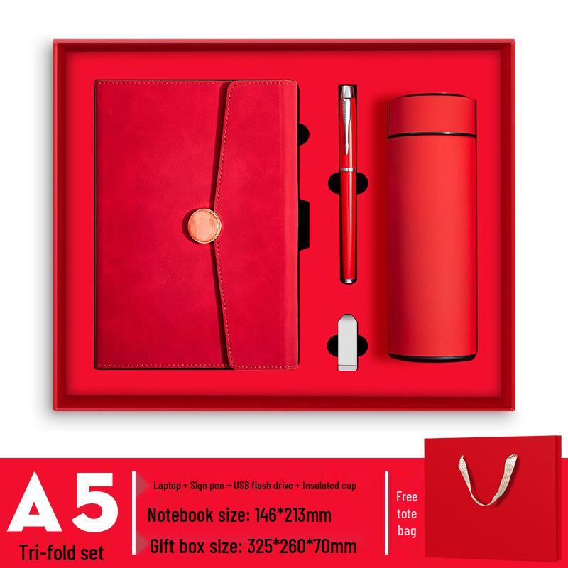 In-Stock A5 Notebook: Business Gift with Thickened Soft Leather, High-Appearance Design, Buckle Closure, and Gift Box