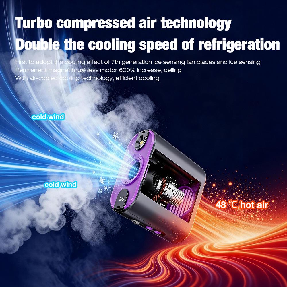 Portable High-Speed Fan with LED Light - Wearable, Desktop, and Rechargeable