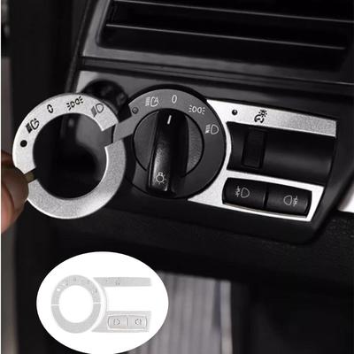Estilo do carro de aço inoxidável interruptor do farol botão capa guarnição adesivos apto para bmw x3 e83 2006-2010 auto interior